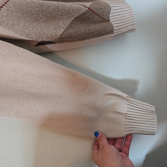 Dockers | Tan & Brown Argyle Print Grandpa Sweater Size Large - Picture 5 of 8